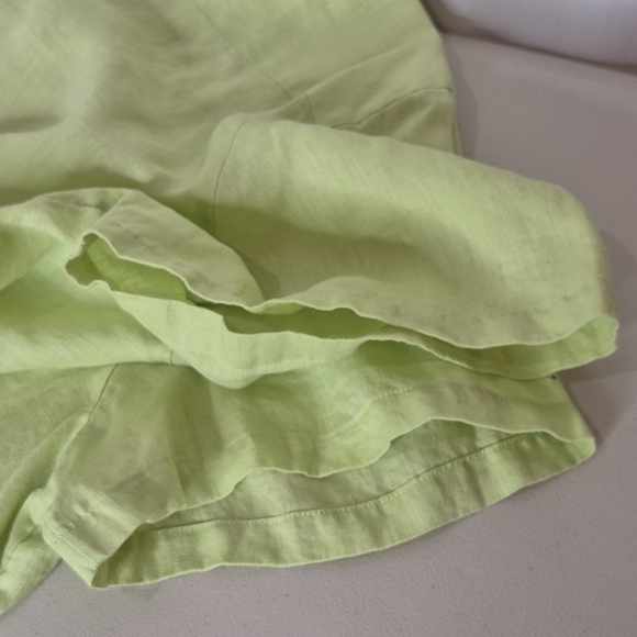 J. Jill Chartreuse Short Sleeve 100% Linen Pintuck Front Button Shirt - Size 3X - Picture 6 of 12